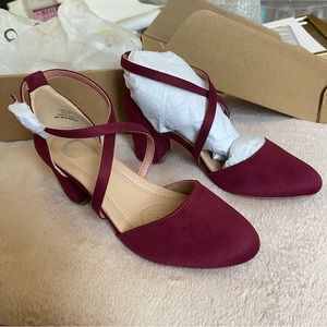 Burgundy suede heels